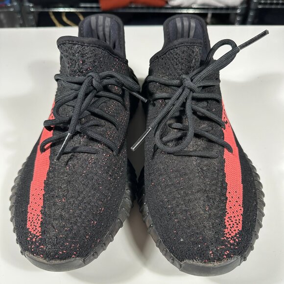 Adidas Yeezy 350 BY9612 Core Black Red Size US 9 Pre Owned - Picture 2 of 9